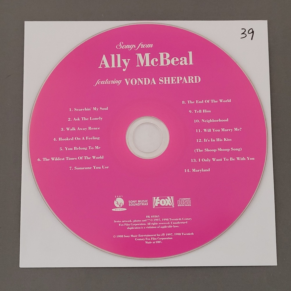 Songs from Ally McBeal by Vonda Shepard (CD, 1998) Soundtrack - DISC ONLY